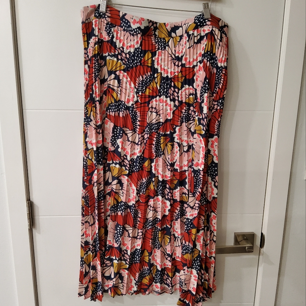 Boden Pleated Floral Midi Skirt Size 16/18 - Picture 7 of 11